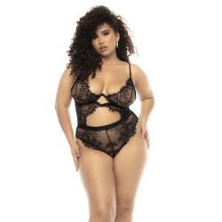 Body Nairobi grande taille en dentelle noir avec armatures, bretelles réglables - MAL8854XBLK