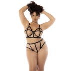 Ensemble 2 pièces noir et chair Havana grande taille, soutien gorge avec armatures et culotte taille haute - MAL8849XNUBK