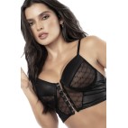 Bustier résille et Weet look noir et culotte - MAL8778BLK