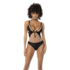 Body Flora noir et chair, avec une fine résille transparente, bretelles ajustables - MAL2746NUKB