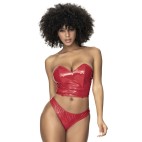 Ensemble lingerie Deux Pièces Wet Look Rouge - MAL2741RED