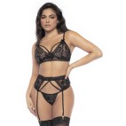 Ensemble lingerie 3 pièces noire - MAL8797BLK