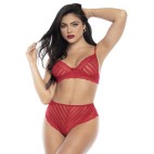 Ensemble deux pièces en dentelle rouge - MAL8815RED