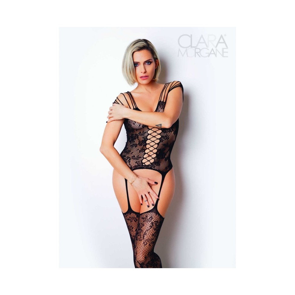 Le numéro 10 bodystocking Clara Morgane - Noir