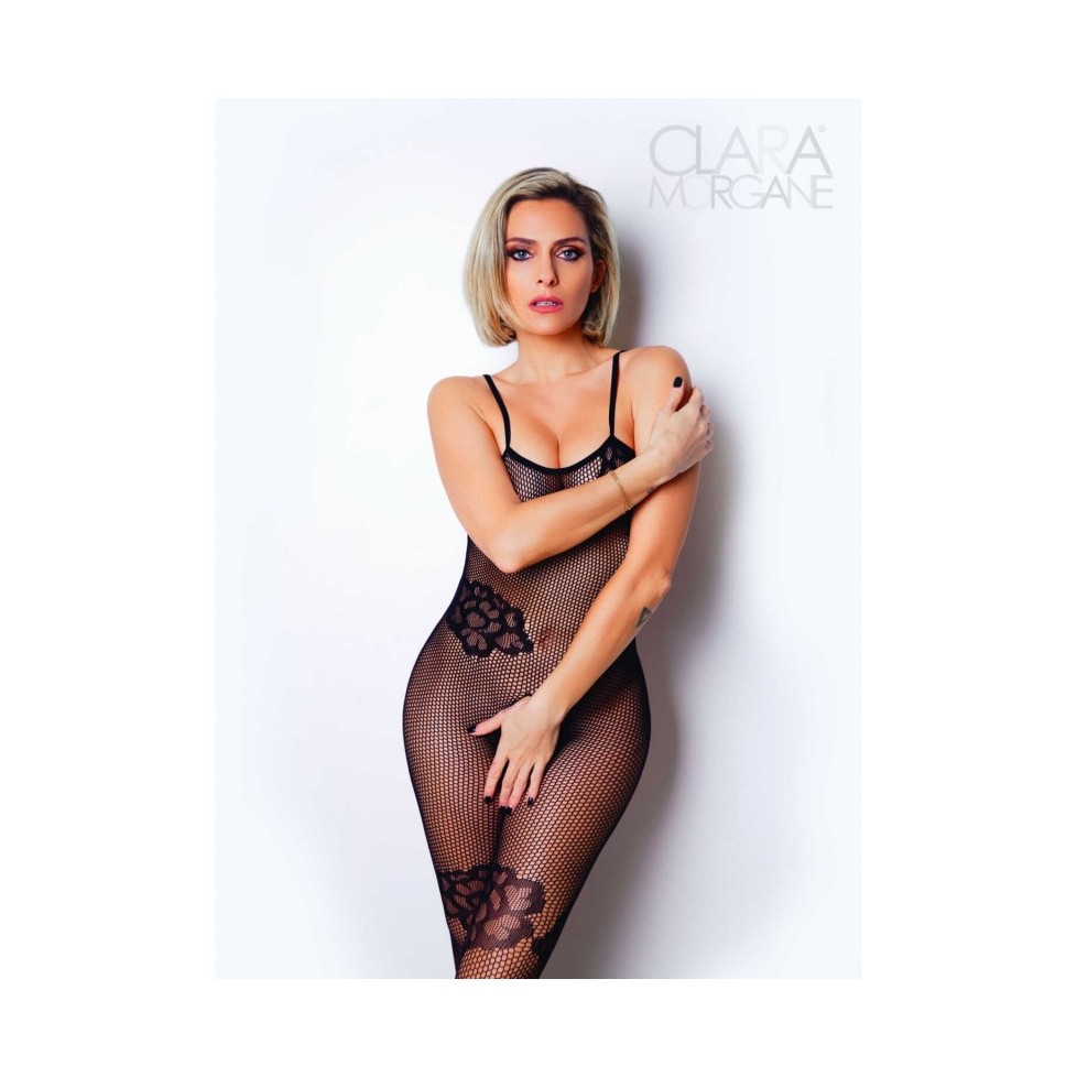 Le numéro 6 bodystocking Clara Morgane - Noir