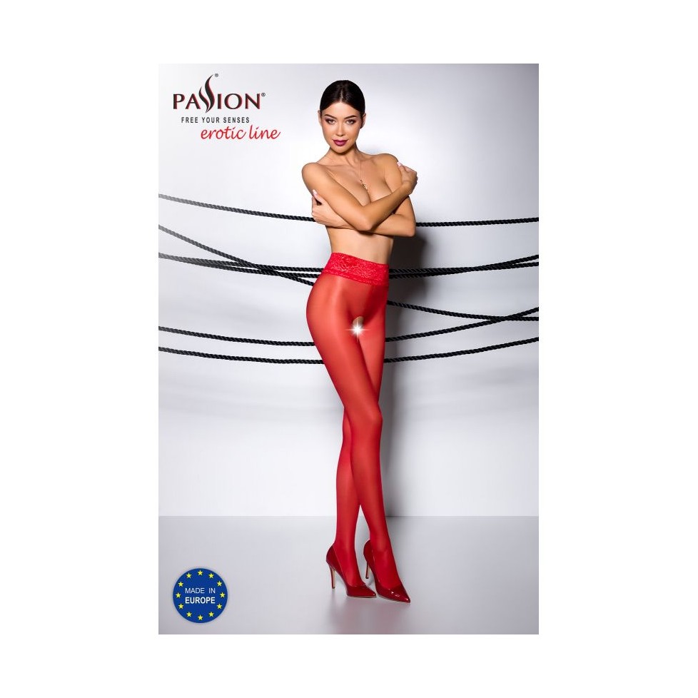 TI008R Collants ouverts 30 DEN - Rouge