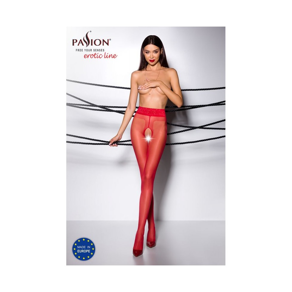 TI001R Collants ouverts 20 DEN - Rouge 