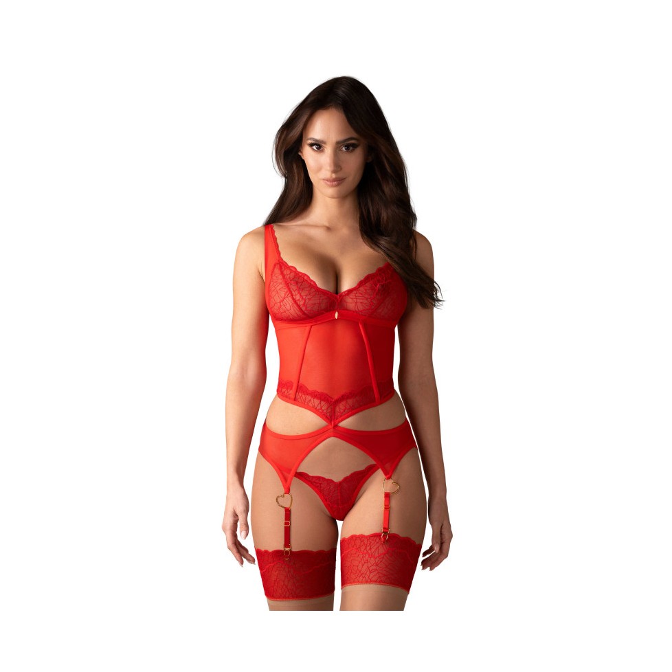 Cupide Desir corset et string - Rouge