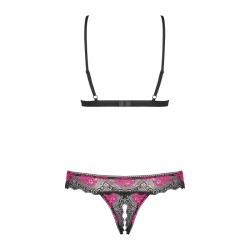 Tulia Ensemble ouvert 2 pcs - Noir et Fuchsia