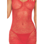 Robe résille fantaisie coeur rouge - REN7109-RED