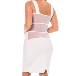 Robe sensuelle et habillée avec maille transparente blanche - LDP1WHT