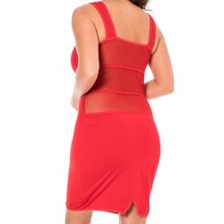 Robe sensuelle et habillée avec maille transparente rouge - LDP1RED