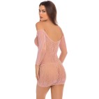 Mini robe en maille rose , manches longues - REN7087-ROS