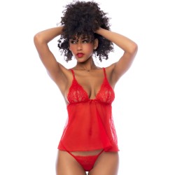 Nuisette courte rouge et string assorti - MAL7562RD