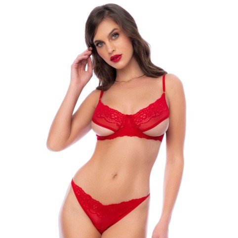 Ensemble 2 pièces en dentelle rouge - MAL8903RD