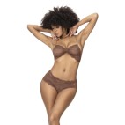 Ensemble 2 pièces, top et tanga en dentelle couleur cacao - MAL207COCO