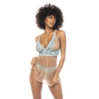 2 en 1 Nuisette et ensemble 2 pièces Abilene en dentelle et résille transparente - MAL7541LBLN