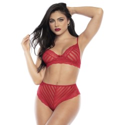 Ensemble deux pièces en dentelle rouge - MAL8815RED