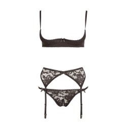 Ensemble sexy trois pièces en dentelle noire - R2210185