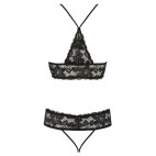 Soutien-gorge en dentelle noire et string ouvert - R2251167