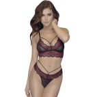 Ensemble soutien-gorge et string en dentelle et résille - R2213788