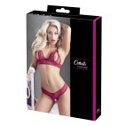 Soutien-gorge, bonnets ouverts, en dentelle rouge et string assorti - R2212447