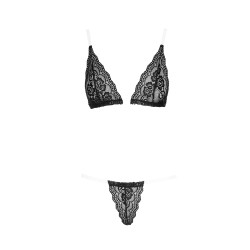 Soutien-gorge dentelle avec bretelles transparente et string - R2213796