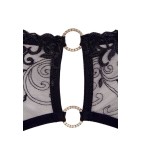 Soutien-gorge dentelle, porte-jarretelles et string ouvert noir - R2213052