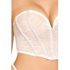 Bustier blanc avec perles et strass, bretelles transparentes amovibles - DG13669WHT