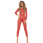 Bodystocking rouge ouvert à l'entrejambe - REN7108-RED