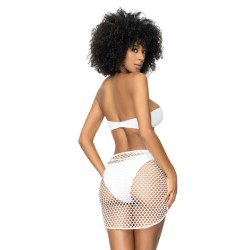 Jupe paréo en grosse résille blanche - MAL77009WHT