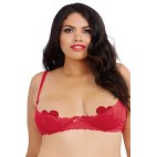 Soutien-gorge rouge grande taille demi-bonnets seins nus avec armatures - DG9386XRED