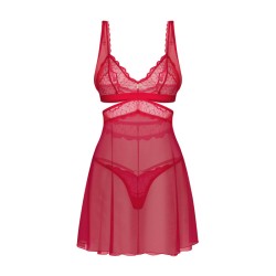 Cupide Desir babydoll et String - Rouge