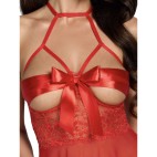 Sexy Kiss 247 babydoll et ruban de satin - Rouge