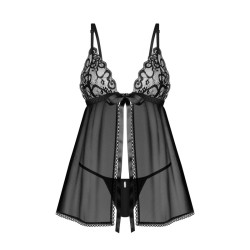 Blomentis babydoll et String - Noire