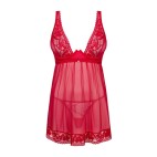 Lacelove babydoll et String - Rouge