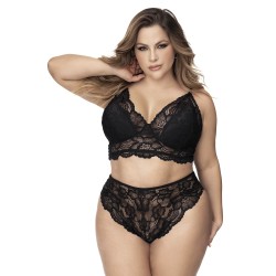 Lingerie grande taille, soutien-gorge et culotte en fibres recyclées - MAL8796XBLK