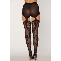 Collant fantaisie échancré sur le haut des cuisses - DG0438BLK