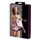 Nuisette doublée rose avec dentelle florale et string - R2740052