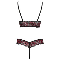 Body string en dentelle florale bicolore et résille - R2642859