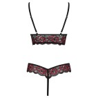 Body string en dentelle florale bicolore et résille - R2642859