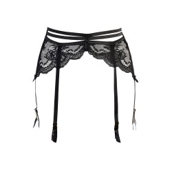 Porte-jarretelles tulle et dentelle noir V-10712 - Axami