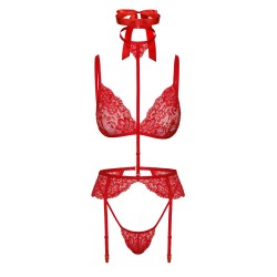 Ensemble 5 pièces Bondage Red Lace Kiss 243 - Kissable