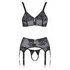 Ensemble coquin ouvert 3 pièces gris - Cottelli Lingerie