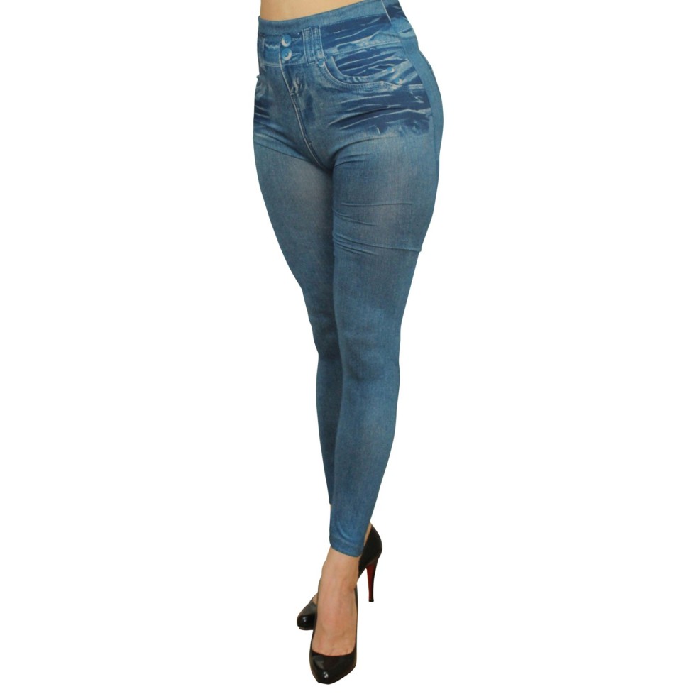 Legging bleu effet jean usé - FD1014