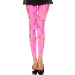 Legging rose fluo ajouré petits et grands trous - MH35472NEP