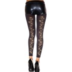 Legging fin noir opaque avec fleurs dorées sur l'arrière - MH35821BLK