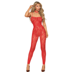 Bodystocking sans couture, fantaisie rouge avec chainettes amovibles - DG0518POI