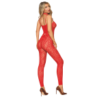 Bodystocking sans couture, fantaisie rouge avec chainettes amovibles - DG0518POI