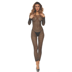 Bodystocking noir ouvert à l'entrejambe - REN7108-BLK